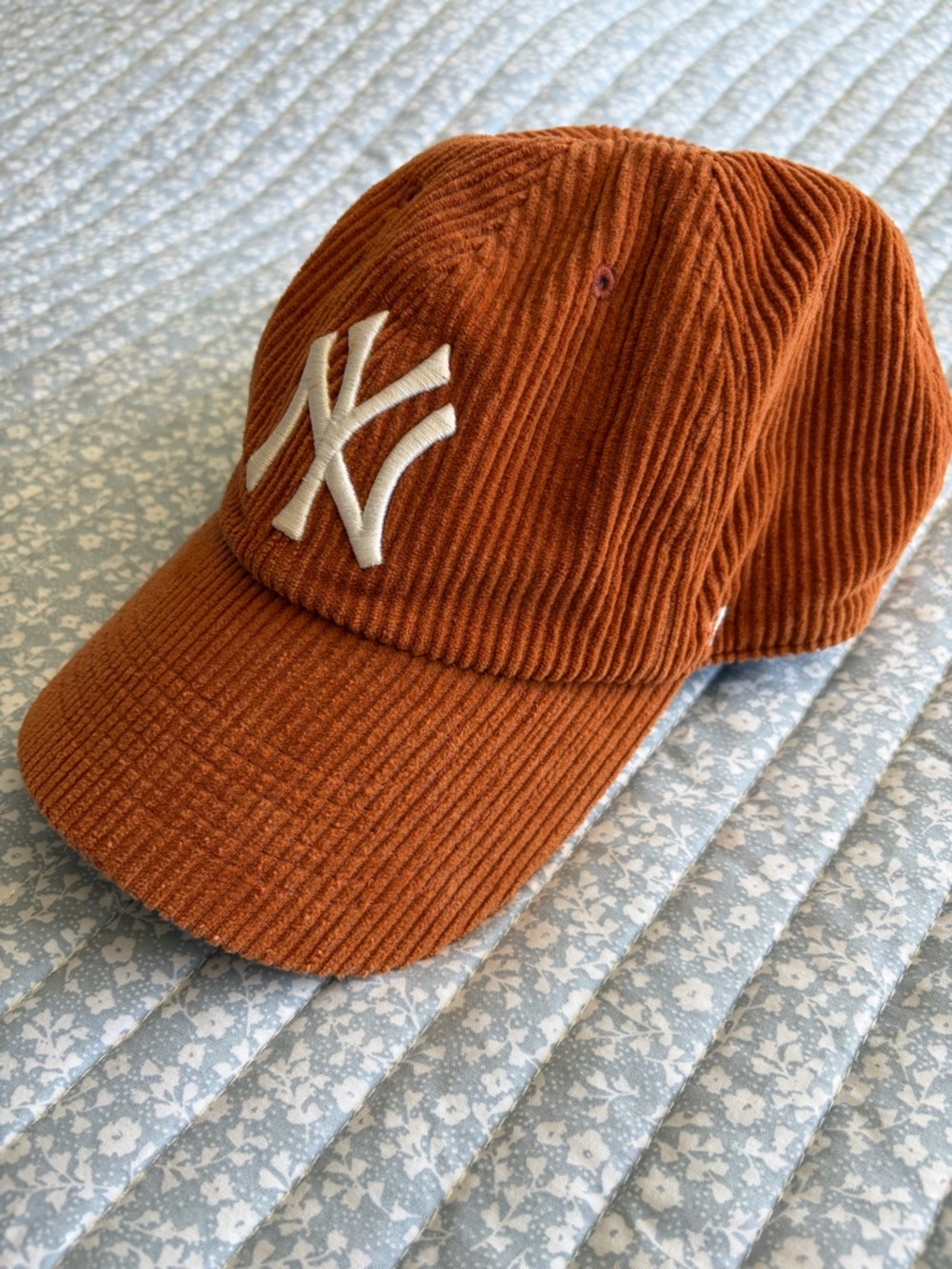 Urban Outfitters Rust Orange Corduroy NY Logo Baseball Cap - Picture 2 of 2